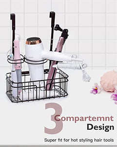 ULG Hair Tool Organizer, Hair Dryer Holder Over Cabinet or Wall Mount, Bathroom Organizer Under The Sink with 5 Adjustable Heights and 3 Compartments for Hair Dryer, Curling Wand, Hair Straightener