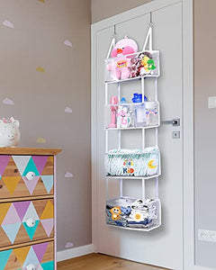 Over The Door Hanging Organizer with 4 Clear Large PVC Pockets, ULG Closet Catch All Wall Mount Storage for Storage Cosmetics Toys Tiny Clothing Seasonings