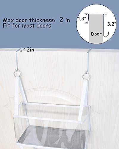 Over The Door Hanging Organizer with 4 Clear Large PVC Pockets, ULG Closet Catch All Wall Mount Storage for Storage Cosmetics Toys Tiny Clothing Seasonings