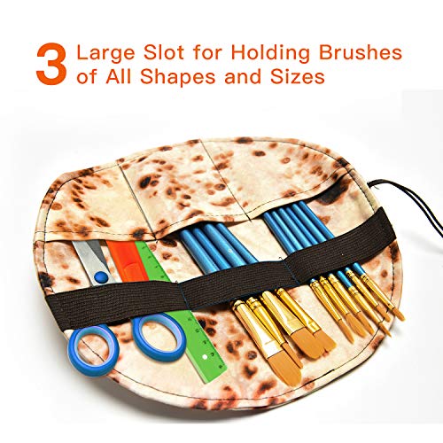 Paint Brush Holder Pouch Bag with 10 Pcs Paint Brushes