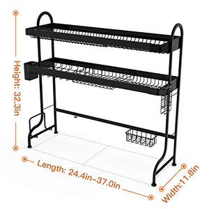 ULG Over The Sink Drying Rack, 2 Tier Length Adjustable (24.4-37) St