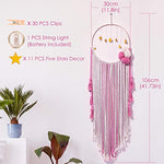 Load image into Gallery viewer, ULG Hanging Photo Display Macrame Wall Hanging Pictures Organizer with 30 Wood Clips and 1 String Light
