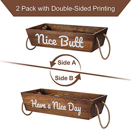 ULG 2 Pack Bathroom Decor Box with 2 Sides Funny Printing