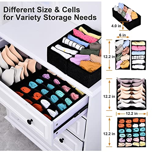 ULG 2 Pack Sock Drawer Organizer, 48 Cell Fabric Cabinet Closet Organi