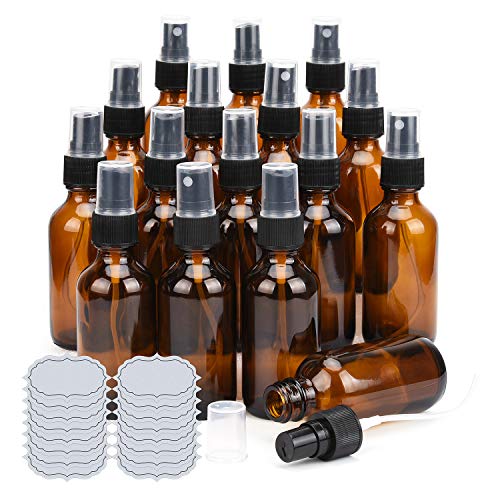 2oz Amber Glass Spray Bottles Pack of 16