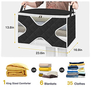 ULG Multi-Shaped Large Capacity Clothes Storage Bag Organizer 3 Pack Black/Blue/Grey