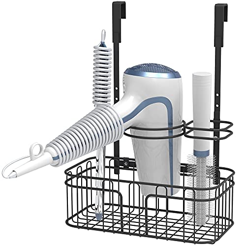 ULG Hair Tool Organizer, Hair Dryer Holder Over Cabinet or Wall Mount, Bathroom Organizer Under The Sink with Adjustable Heights and Compartments