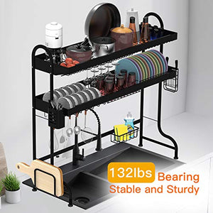 2/3 Tiers Dish Drainer Holder Drying Rack with Tray adjustable Kitchen Sink  Counter Organizer Storage