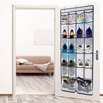 Load image into Gallery viewer, ULG Over The Door Shoe Organizer with 2 Extra Large Clear Pockets 2 Pack White (62 x 21 inch)
